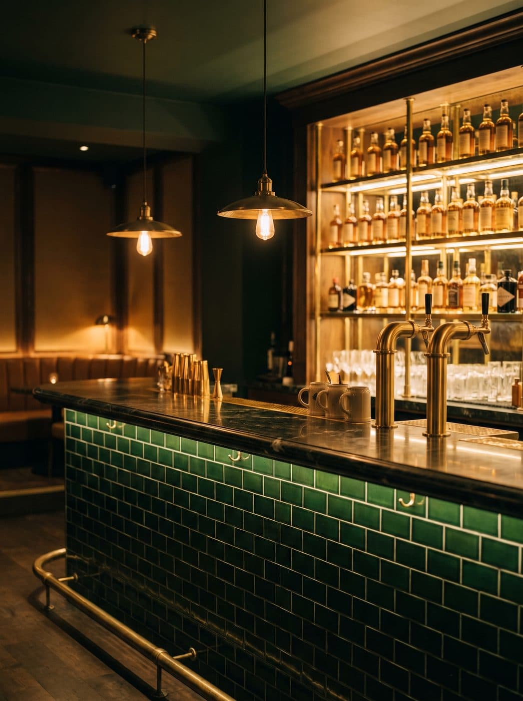 The bar counter at night