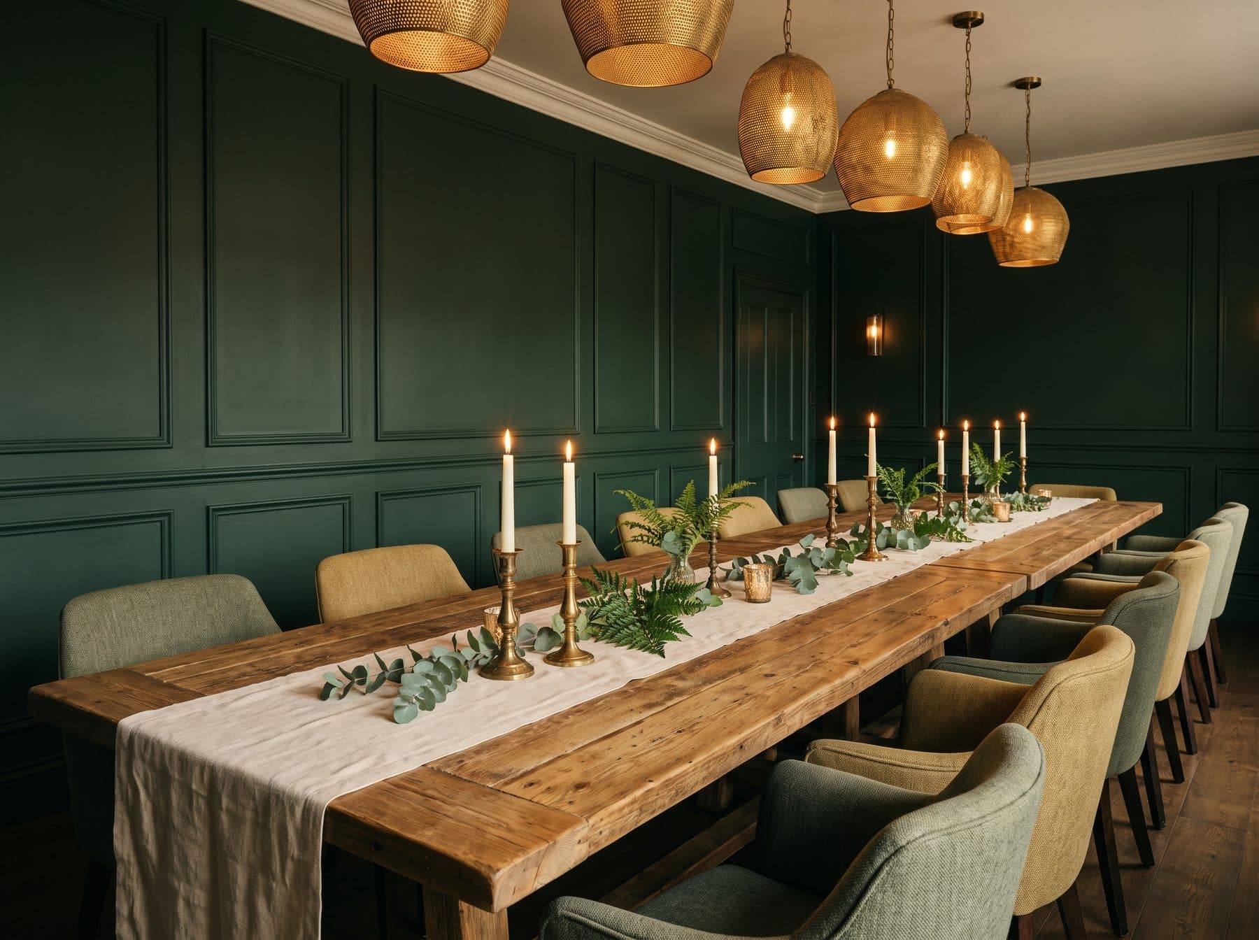 The private dining room set for a group